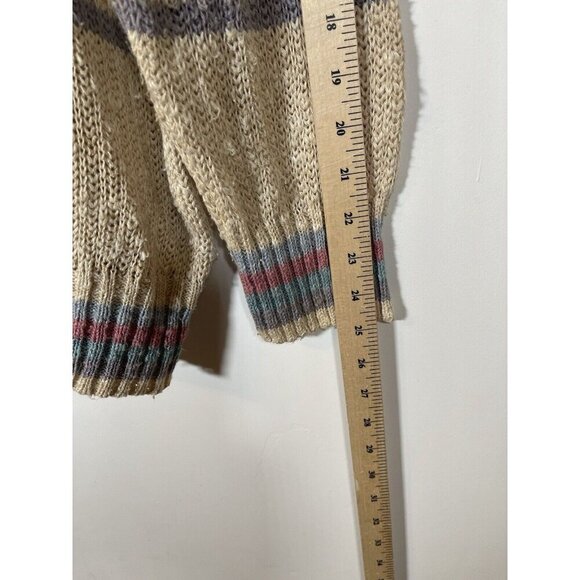 Vintage Boston Traders Chunky Knit Pullover Striped Sweater Size L 1980s 90s Y2K - Picture 5 of 6